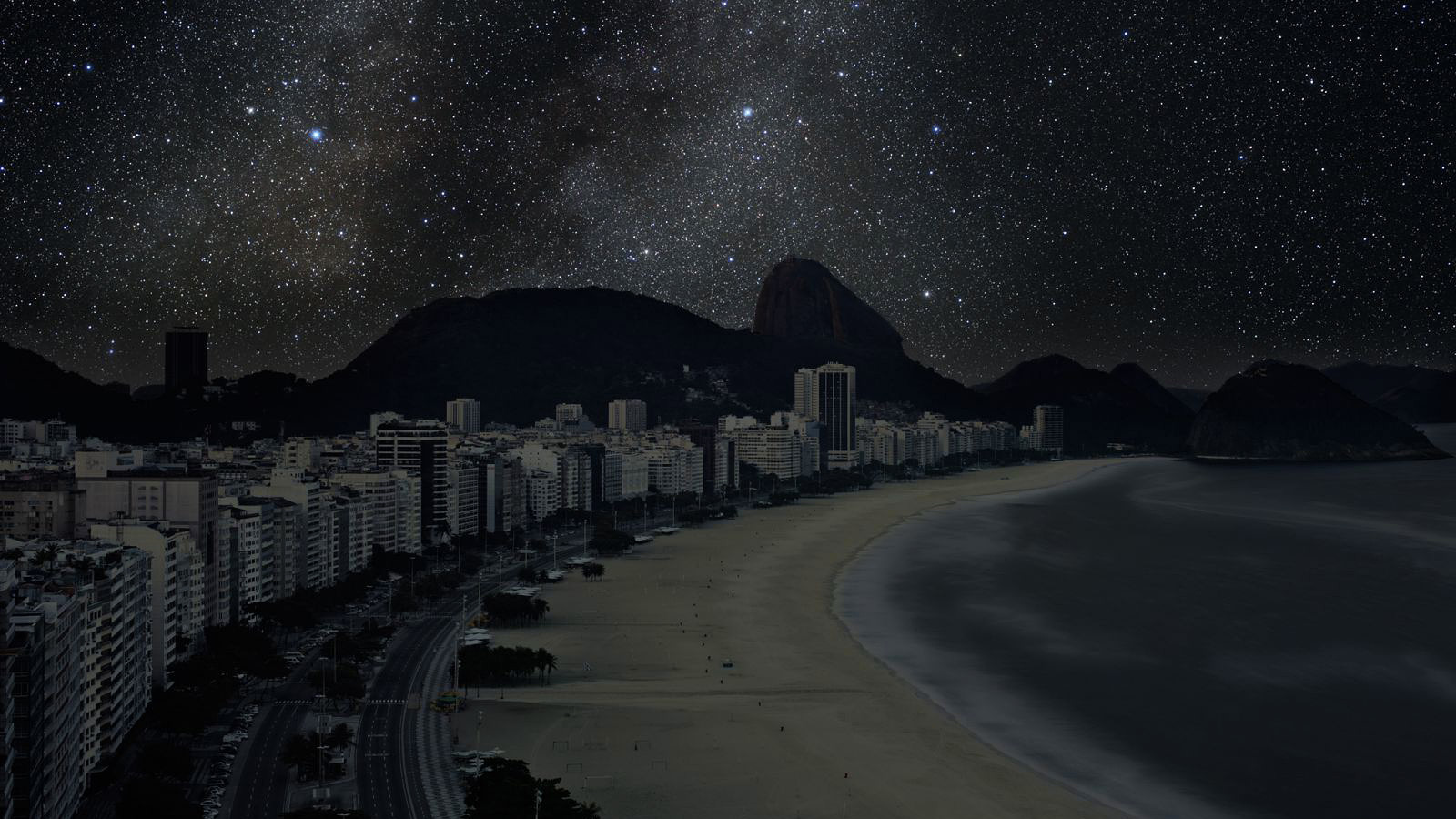 Copacabana Beach, Rio de Janeiro from Darkened Cities by Thierry Cohen